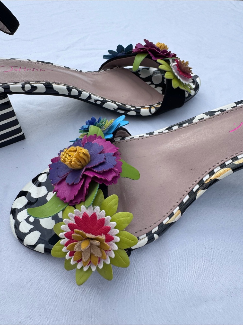 Betsey Johnson Multicolor Floral Block Heel Sandals